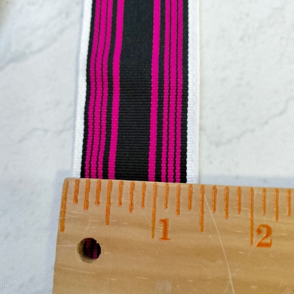 Nick Golf Black and Pink Striped Women's Belt Sz M/L D Ring Closure Preppy Work - Picture 5 of 7